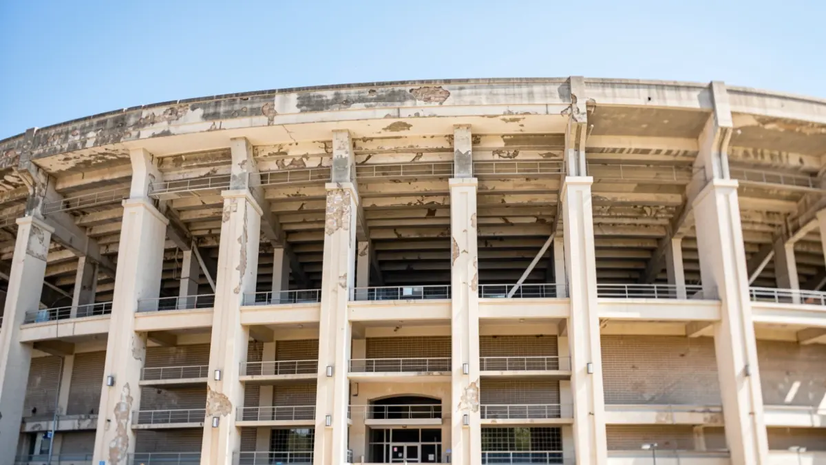 Fachada del estadio La Rosaleda en Málaga.