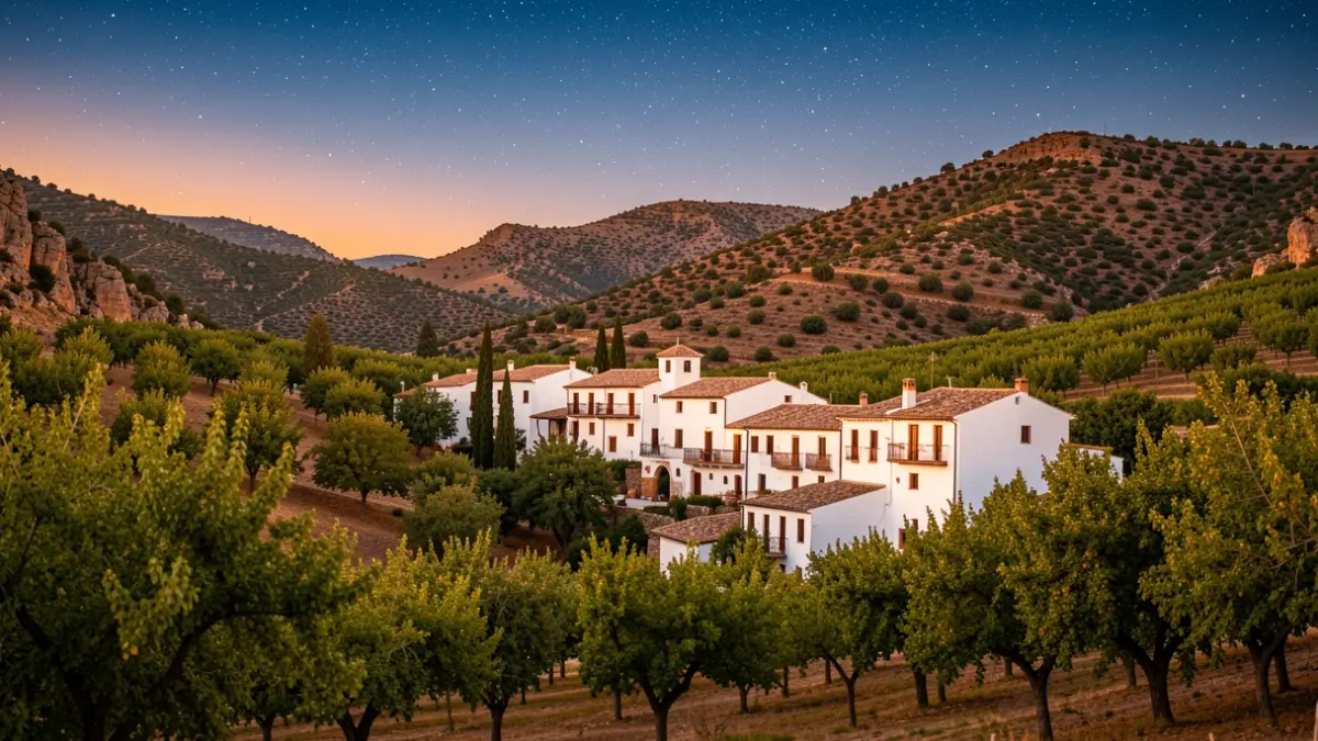 Imagen genérica de un pueblo blanco de la Alpujarra al atardecer.
