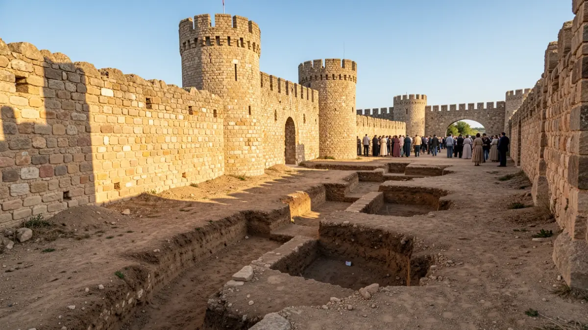Excavaciones arqueológicas en las murallas del Castillo de Montilla.