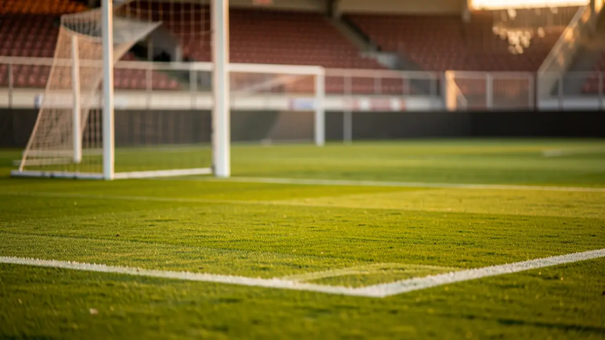 Imagen genérica de un campo de fútbol al atardecer.