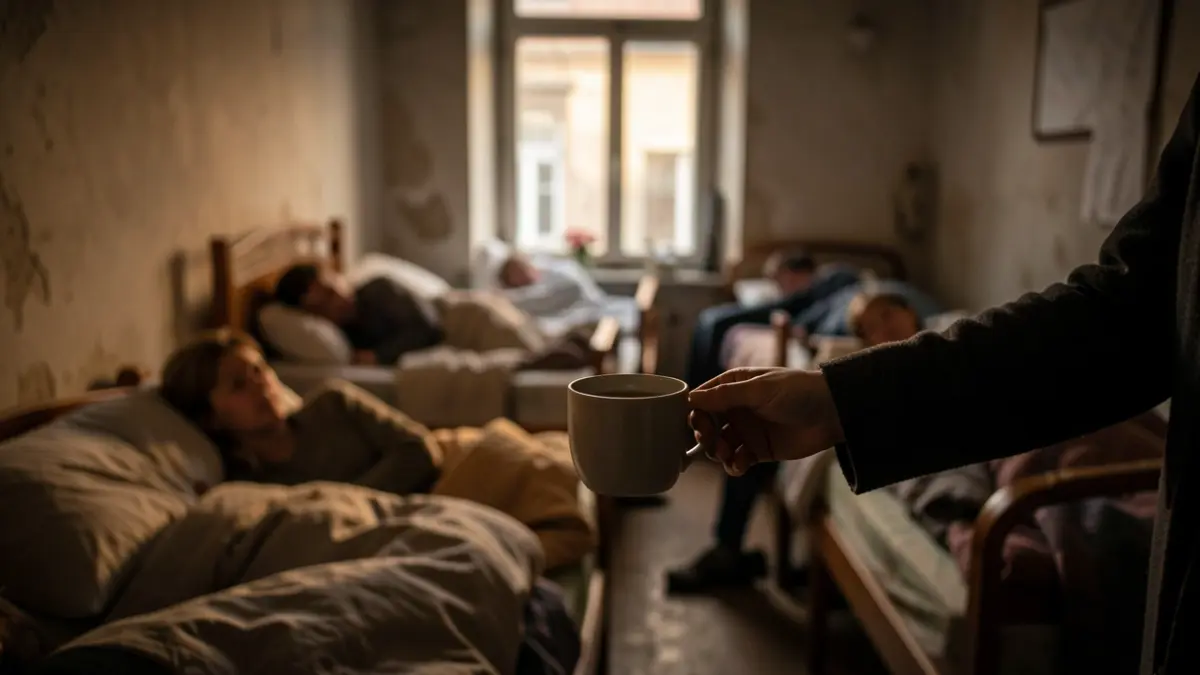 Imagen genérica de un refugio para personas vulnerables con personal de apoyo.