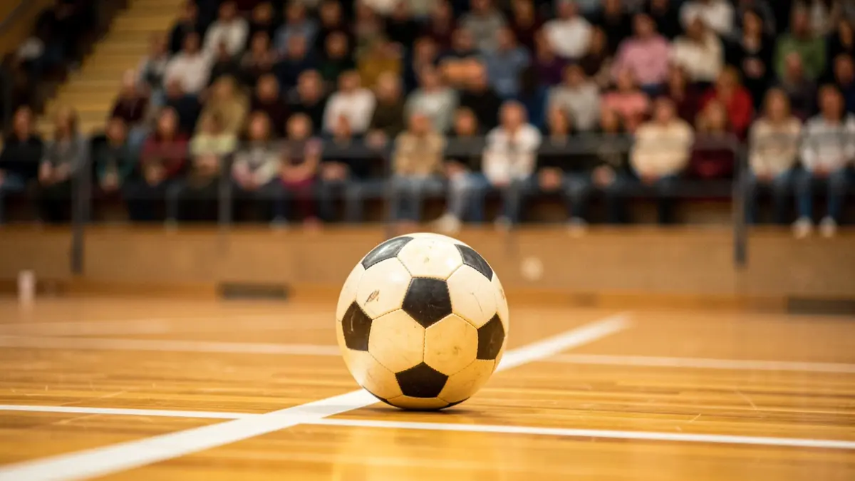 Generic image of a futsal ball on a court.