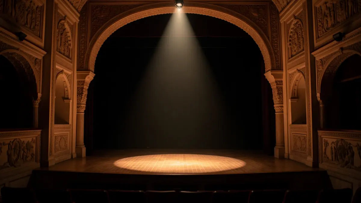 Escena genérica de un teatro de verano andaluz con iluminación tenue.