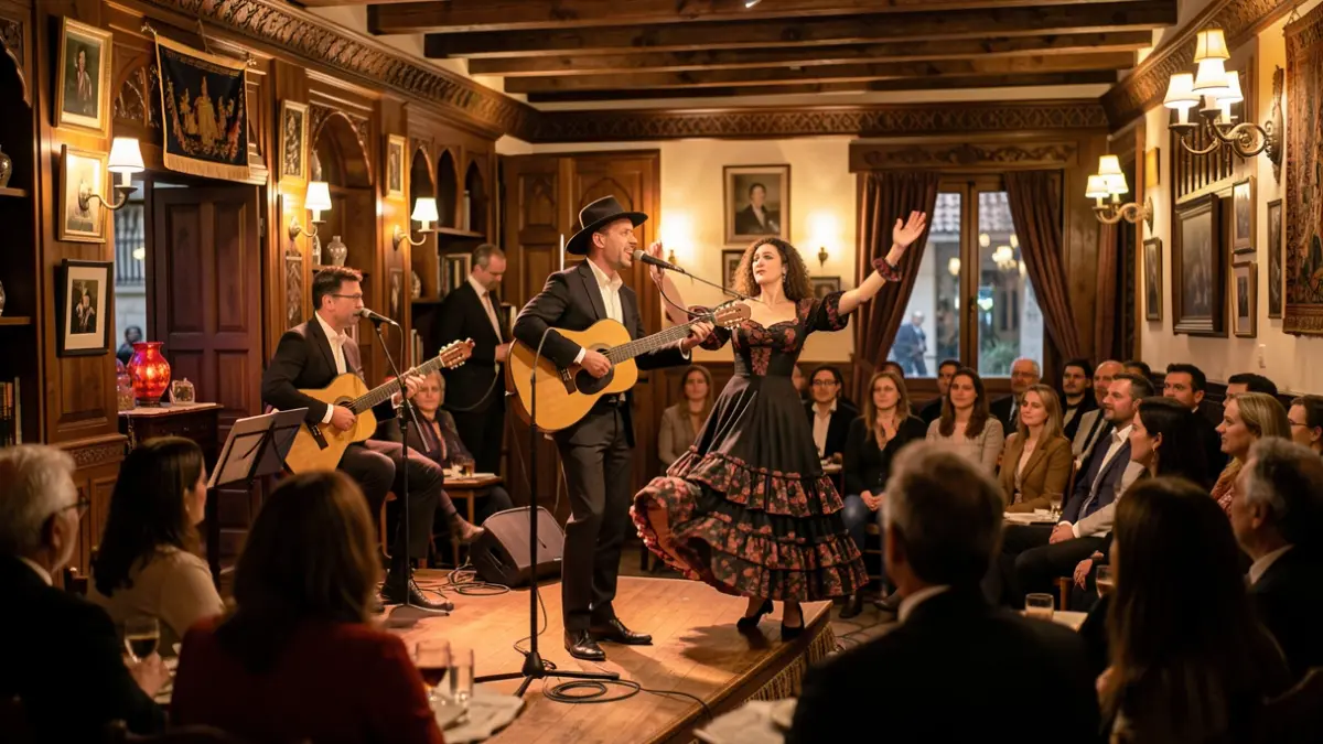 Imagen de un espectáculo flamenco íntimo en la Peña Juan Breva durante la Feria de Málaga.