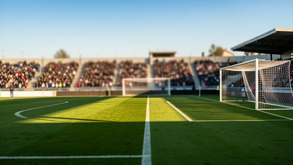 Imagen genérica de un campo de fútbol al atardecer.