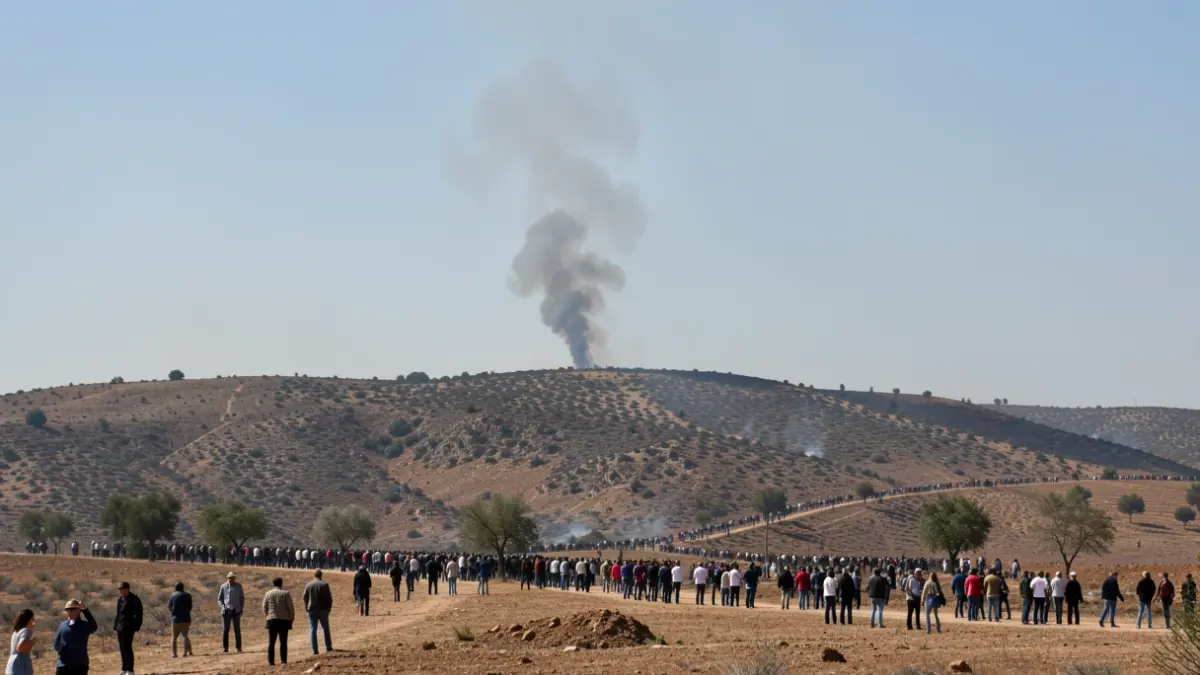 Generic image of a smoke column rising over a dry hillside in Andalusia.