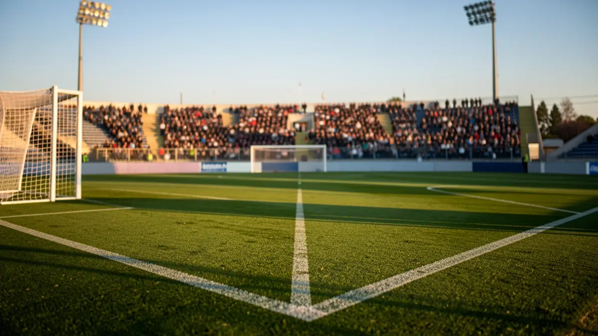 Generic image of a football pitch at sunset.