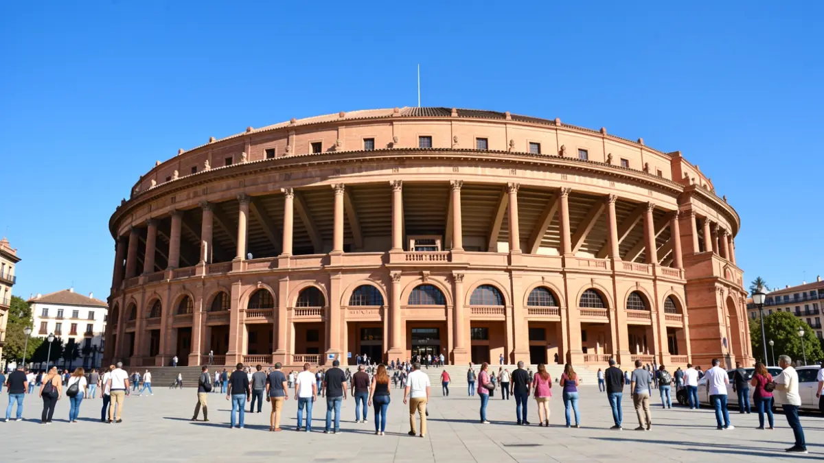 Facade of the Nuevo Los Cármenes stadium in Granada.