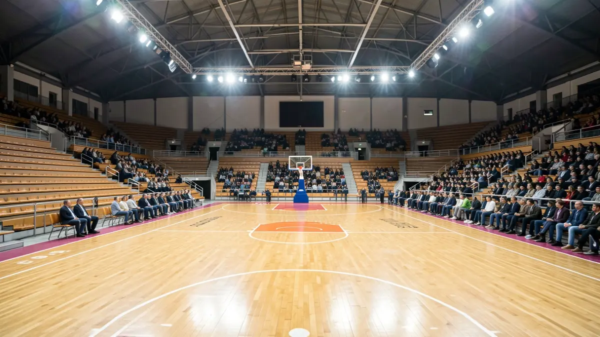 Pista de baloncesto en el Olivo Arena de Jaén.