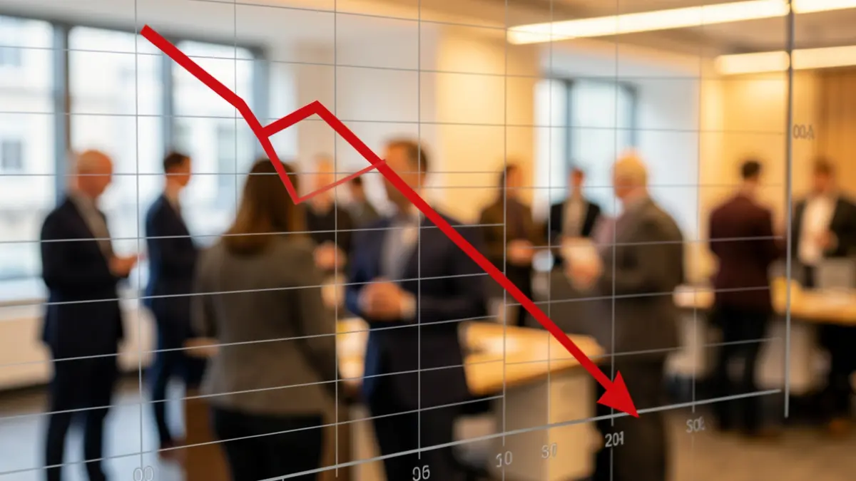 Generic graph showing a downward trend in unemployment.