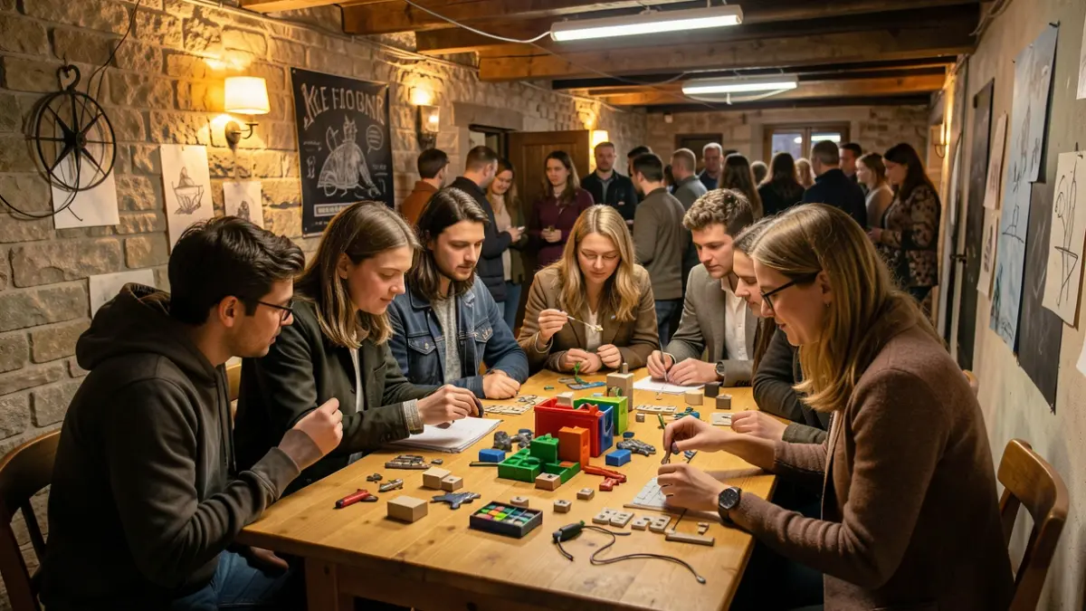 Image of students participating in an educational escape room activity.