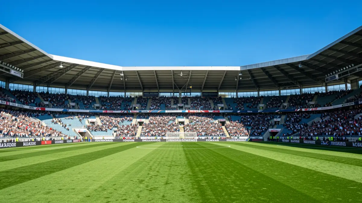 Generic image of a football stadium with green pitch.