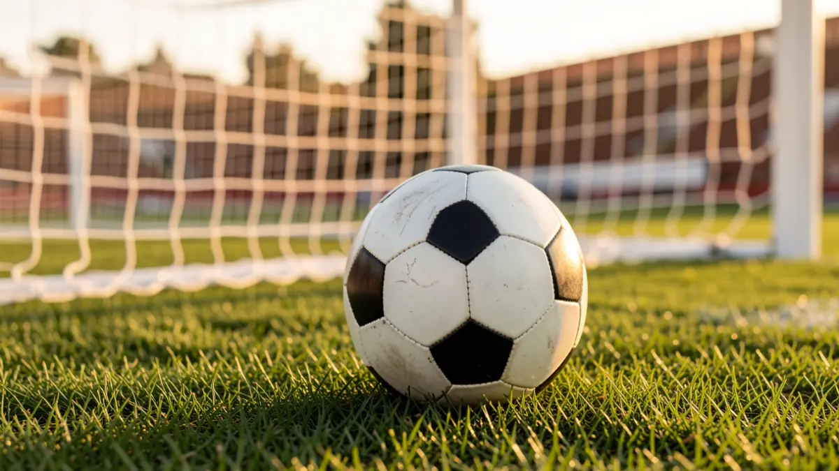 Generic image of a soccer ball on a field.