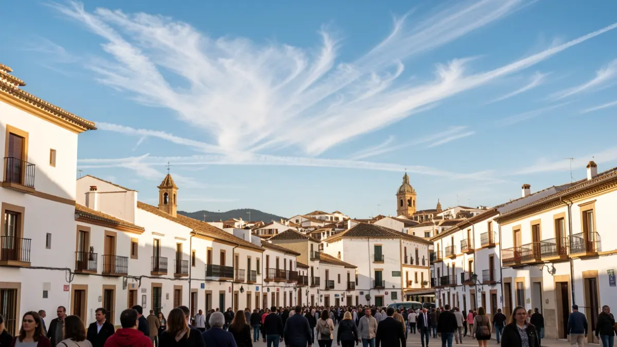 Cielo soleado sobre la ciudad de Granada con algunas nubes altas.