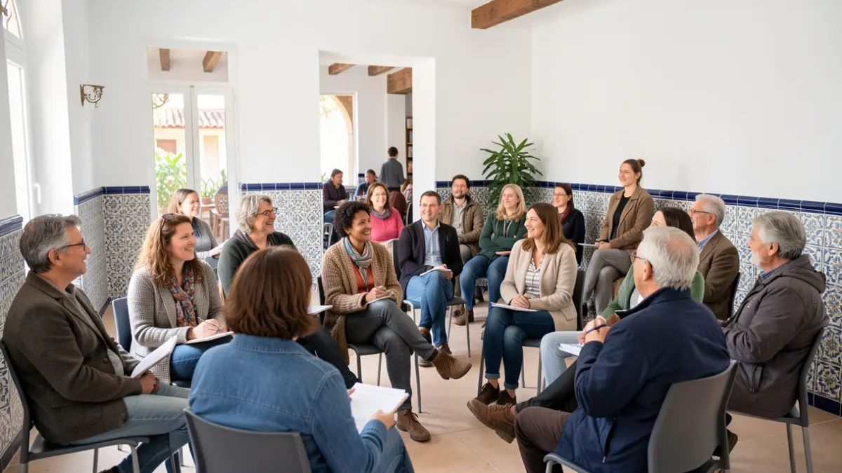 Generic image of unemployed people participating in a job insertion workshop in Andalusia.
