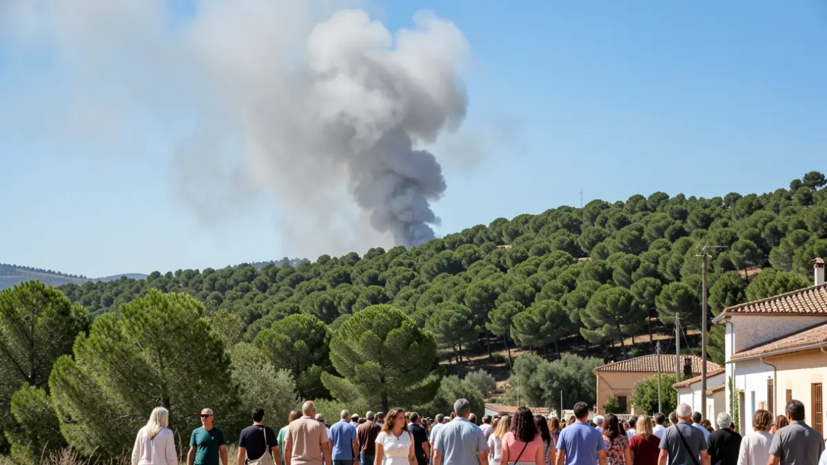 Imagen genérica de una columna de humo sobre un bosque en Andalucía.