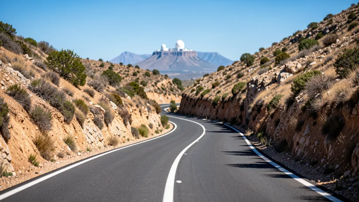 Renovated road towards the Calar Alto Observatory in Almería.