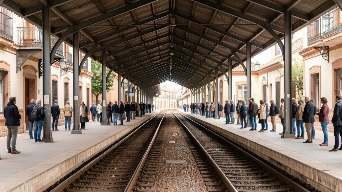 Imagen genérica de un andén de metro vacío con vías.