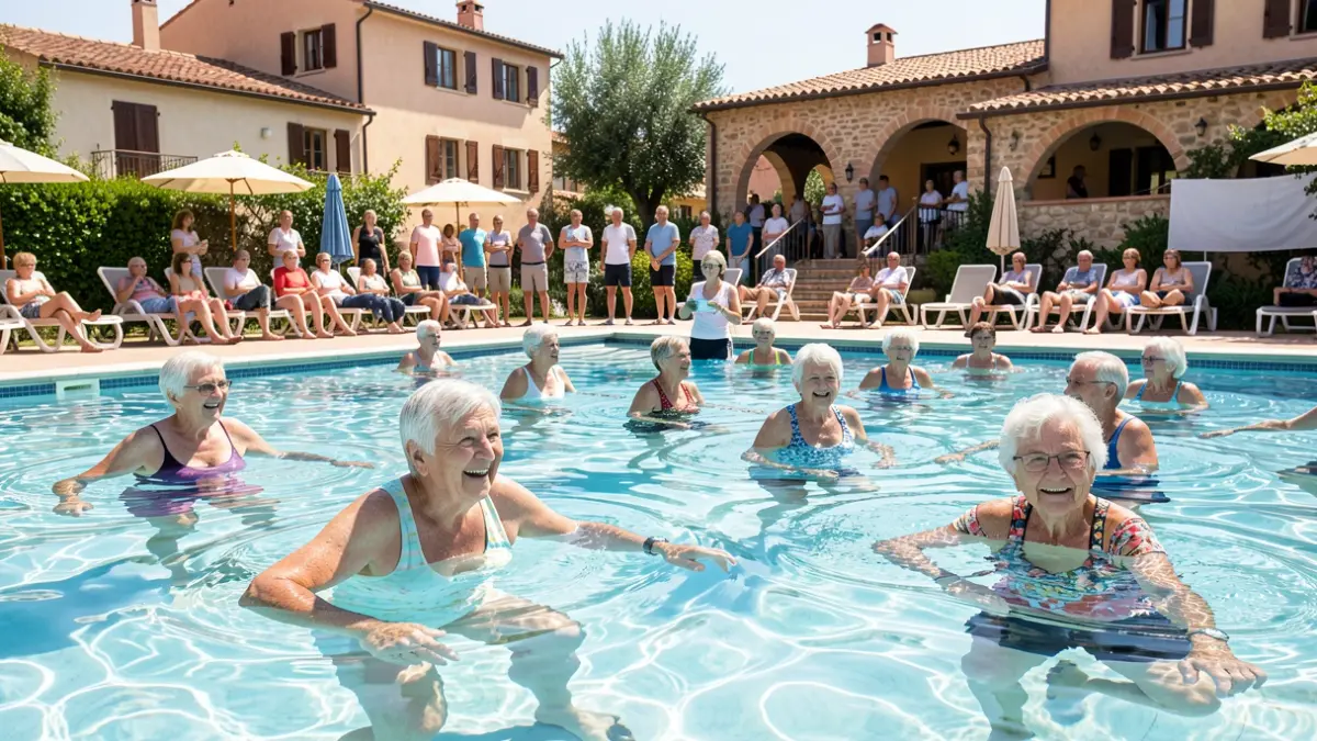 Generic image of elderly people exercising in a swimming pool.
