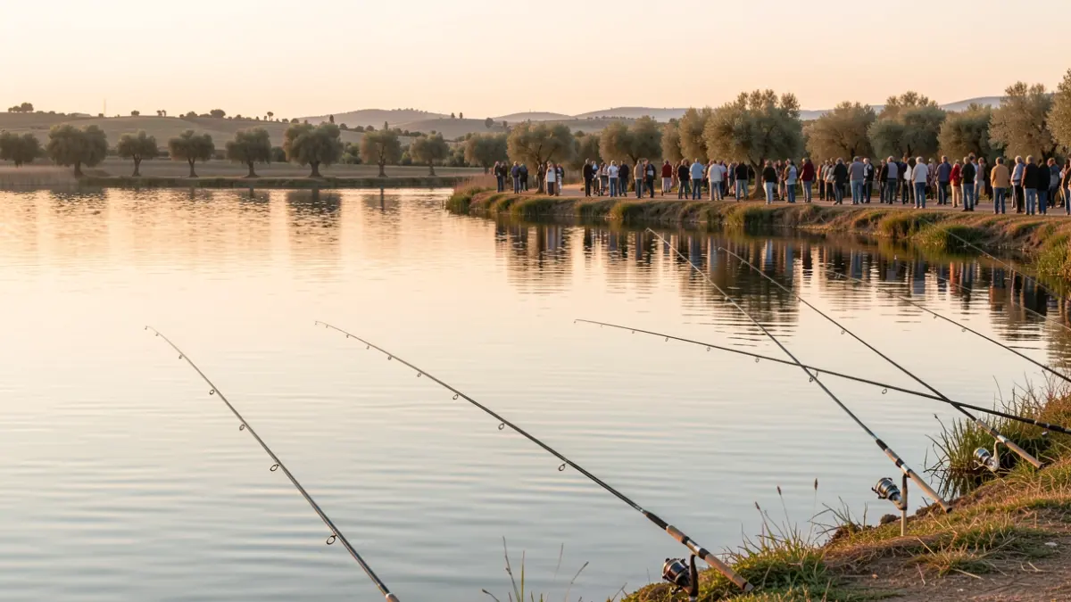 Generic image of a fishing contest at a lake during sunrise.