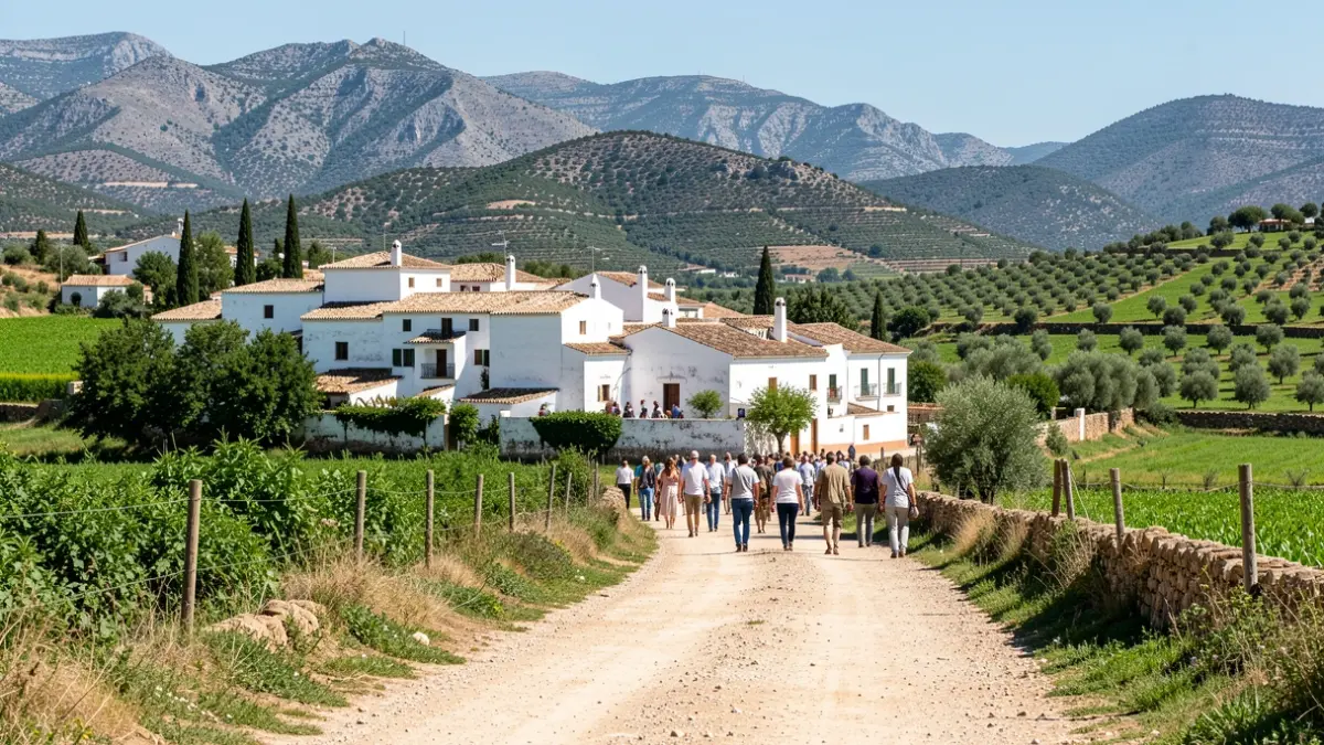 Panoramic view of the white village of Genalguacil surrounded by mountains.