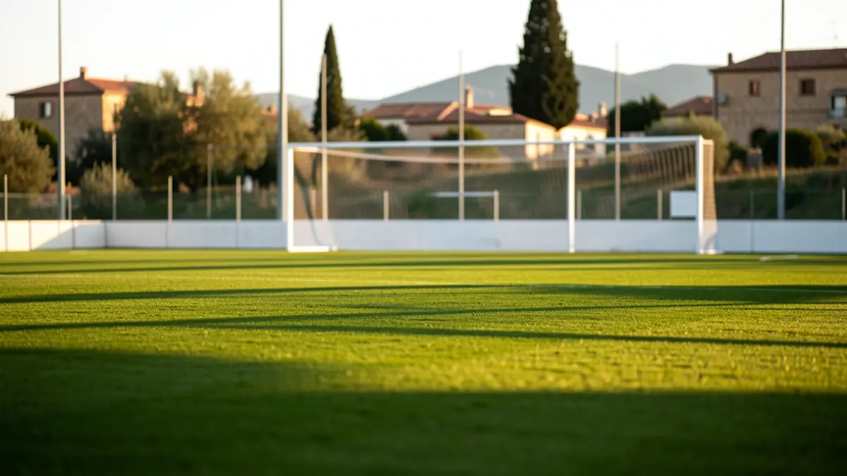 Football pitch in Montecastillo, Granada, preparing for a friendly match.