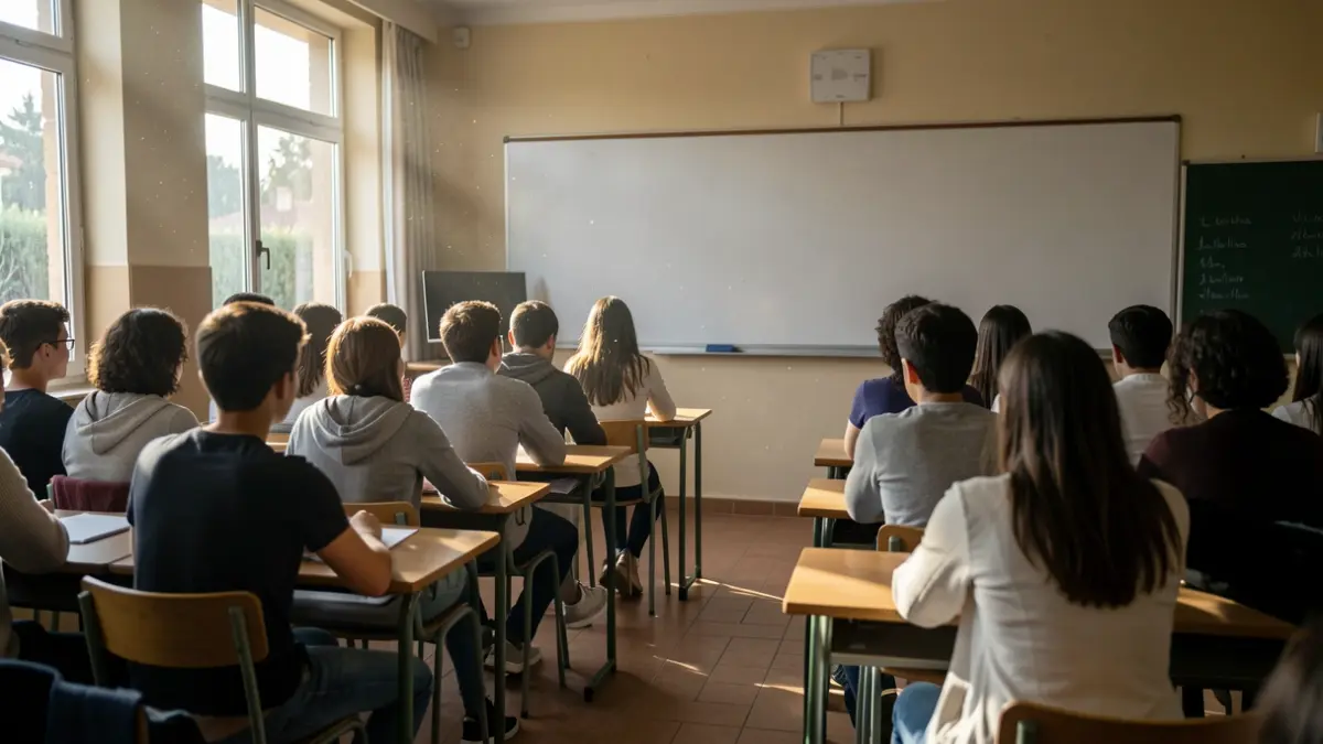 Generic image of an empty classroom in an Andalusian school.