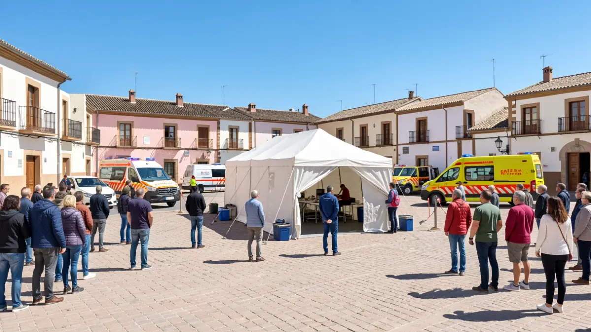 Advanced Command Post deployed in an Andalusian square to coordinate the response to earthquakes.
