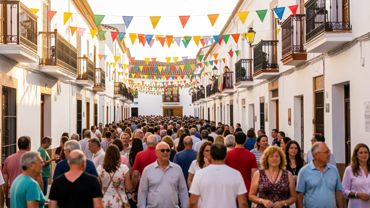 Imagen genérica de una fiesta popular en un pueblo blanco andaluz.