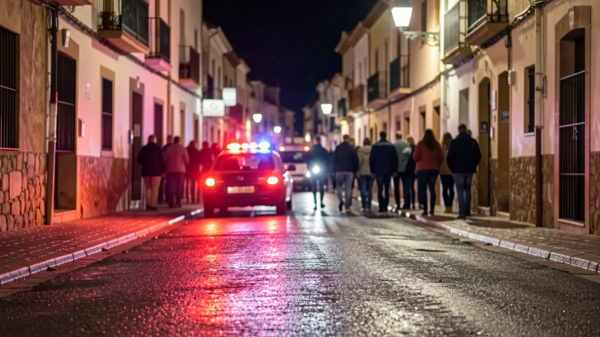 Generic image of emergency lights on wet asphalt at night.