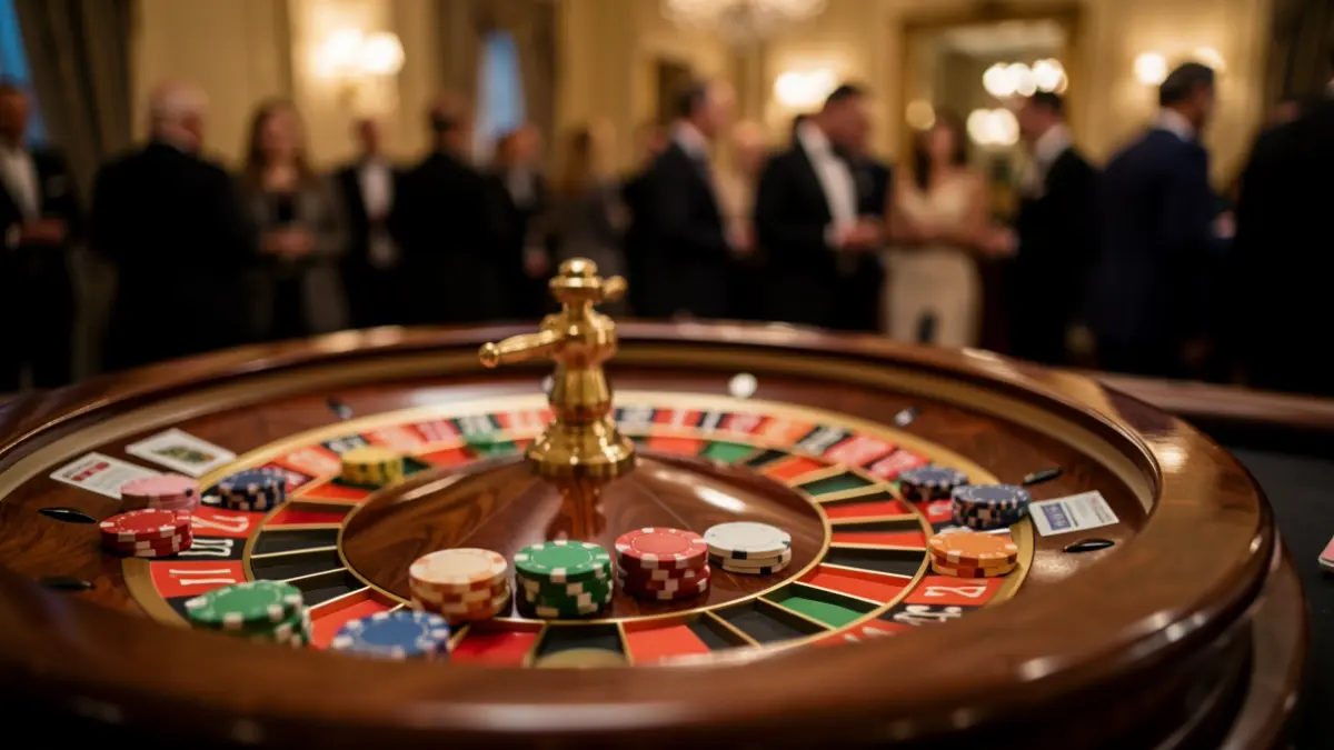 Generic image of a casino roulette with chips and cards.