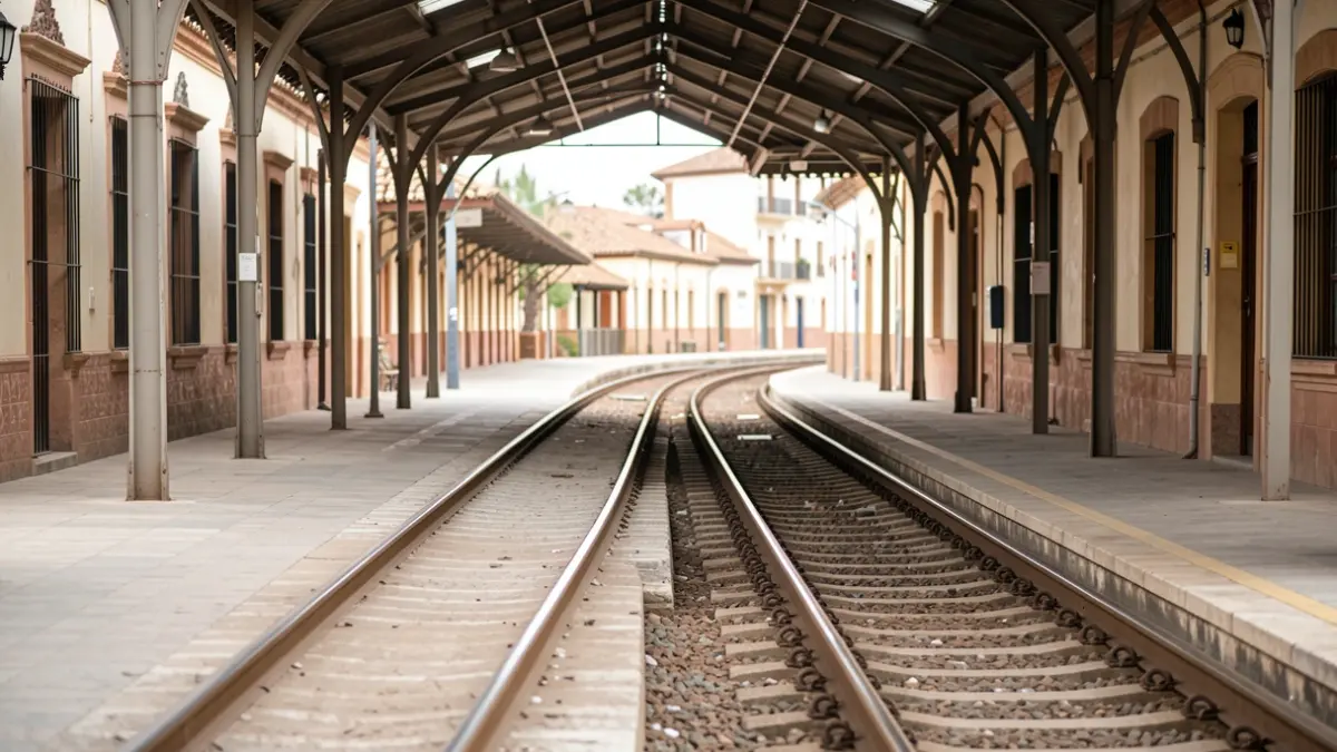Generic image of an empty train station with tracks.