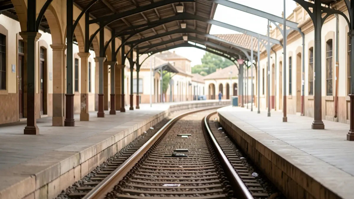 Generic image of an empty train platform with tracks curving into the distance.
