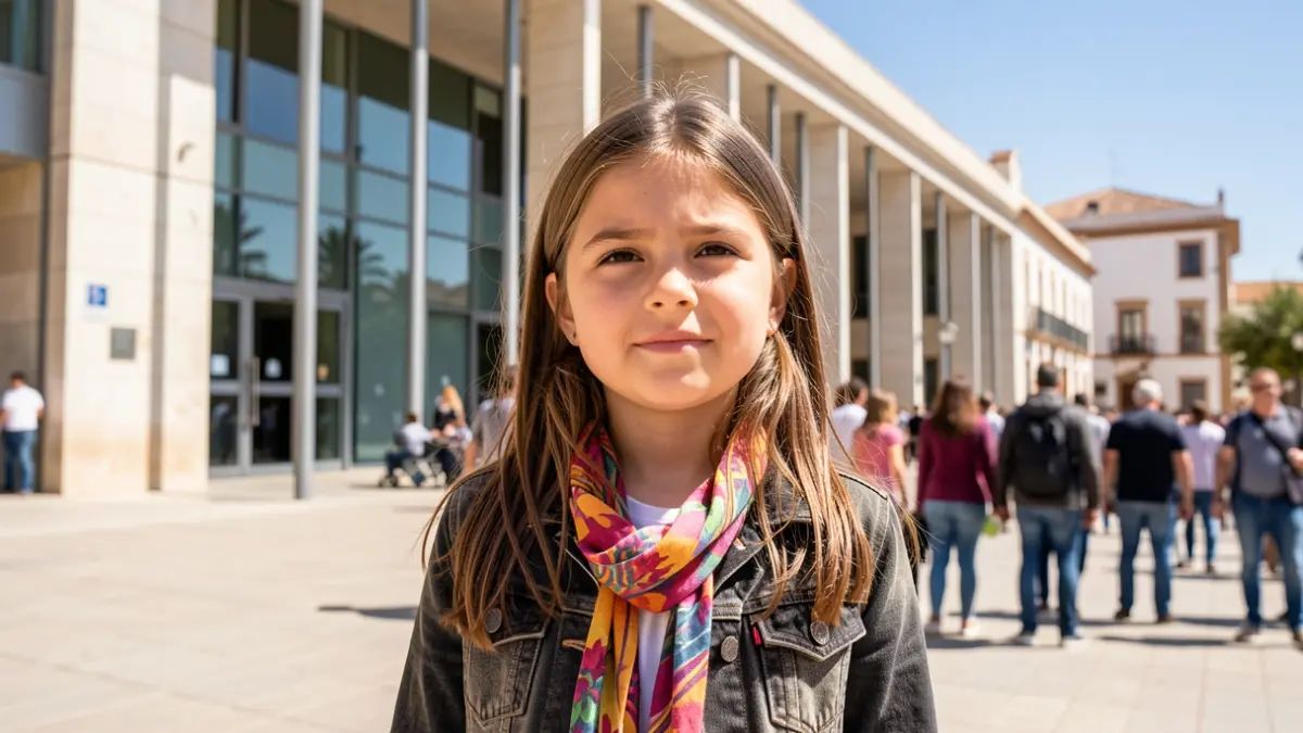 Image of a young Andalusian student receiving congratulations.