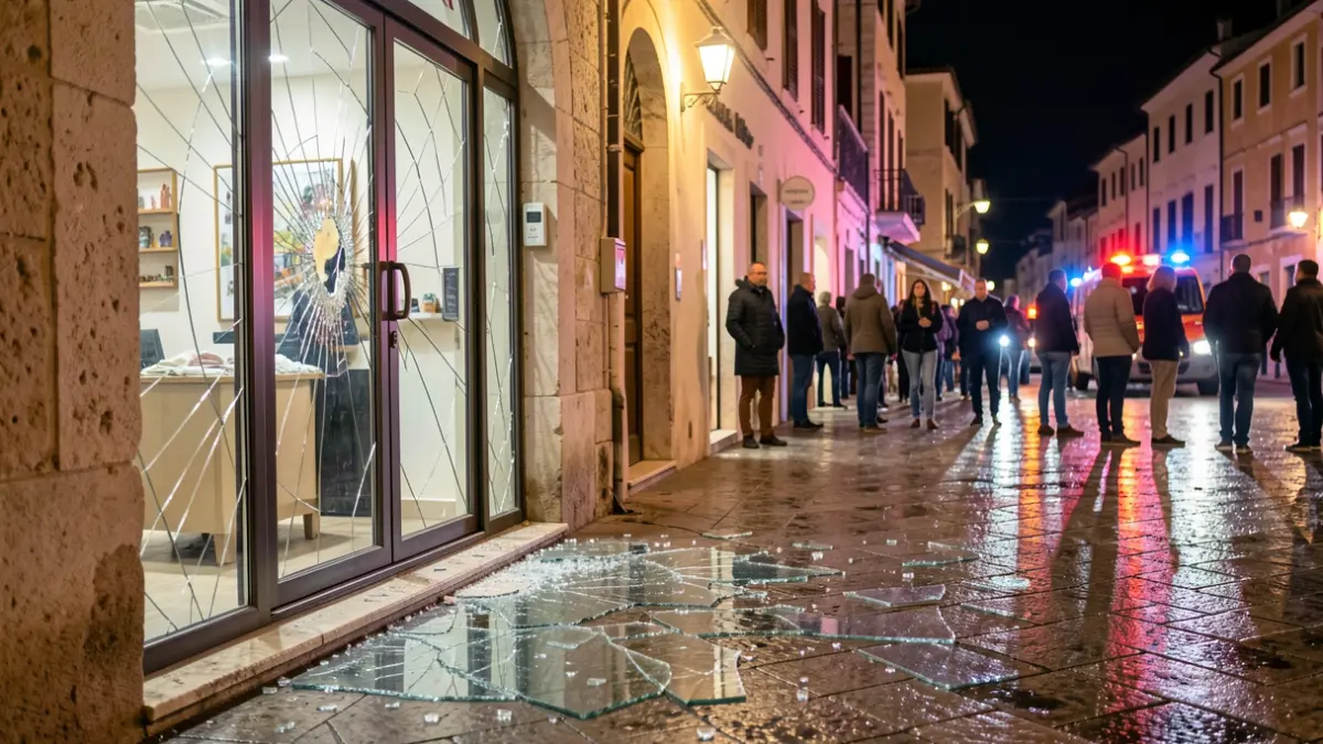 Rotura de escaparate durante la Noche Blanca en San Fernando.