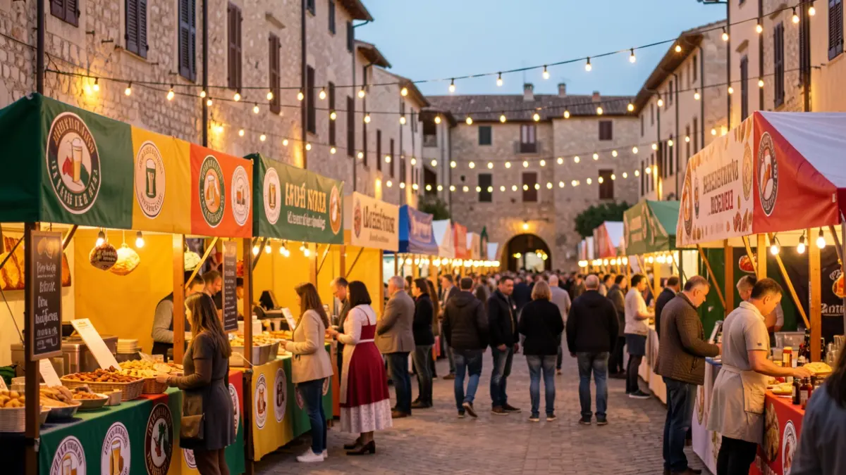 Generic image of an artisanal beer festival with food stalls and music in La Cala de Mijas.