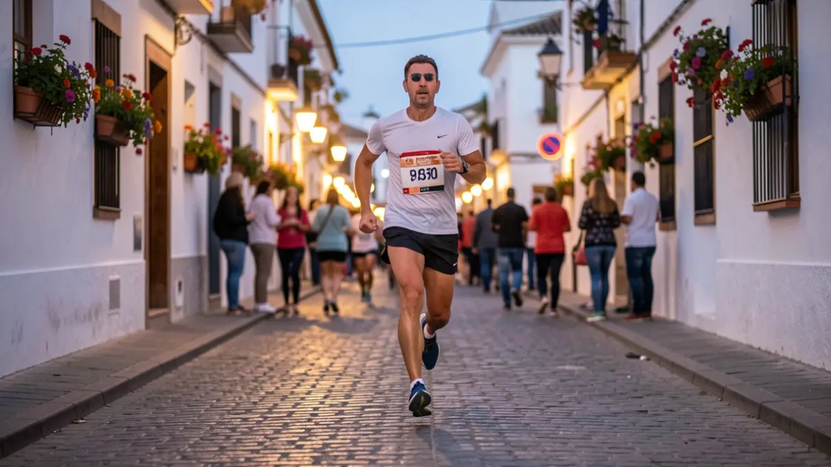 Image of runners in the Maro Urban Race at dusk.