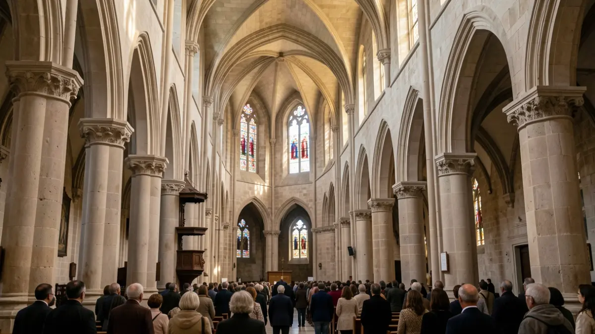 Interior de la Catedral de Jaén con detalles arquitectónicos y luz natural.