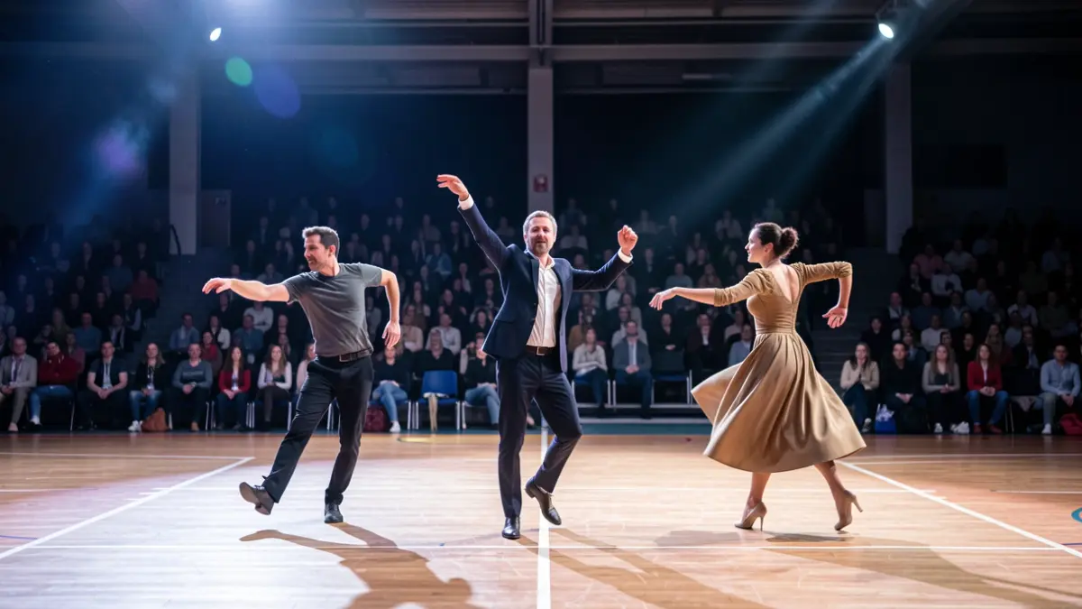 Image of a contemporary dance performance on an indoor stage.