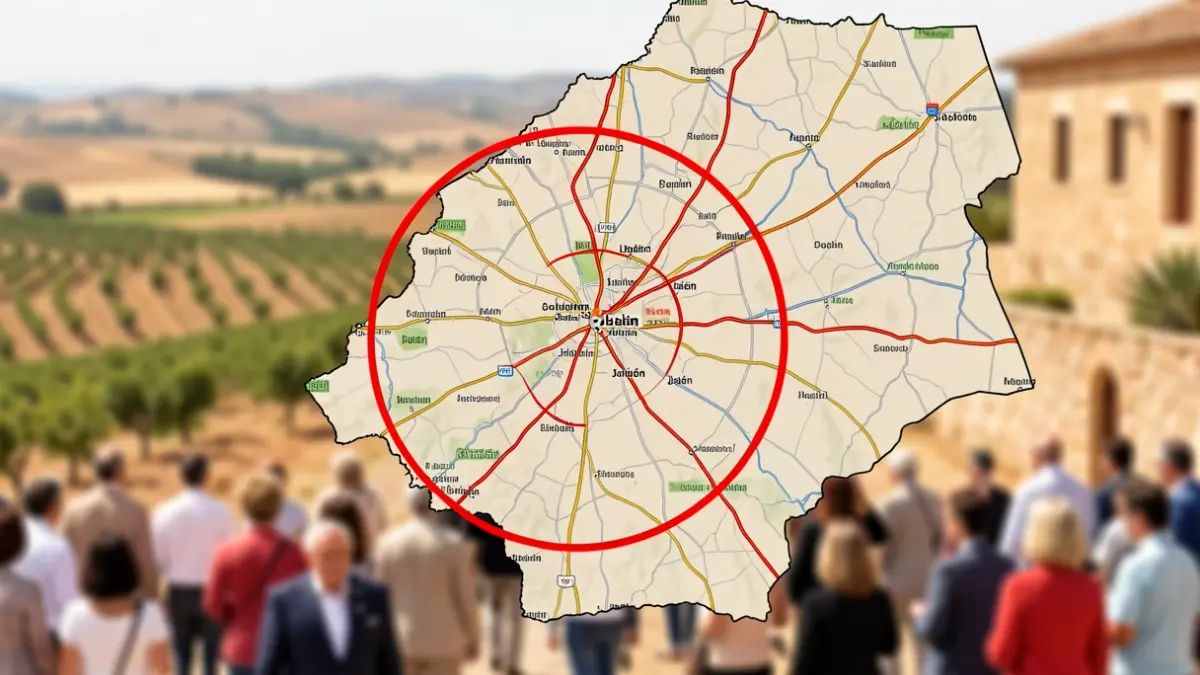 Mapa de tráfico de la DGT con un error geográfico en la provincia de Jaén.