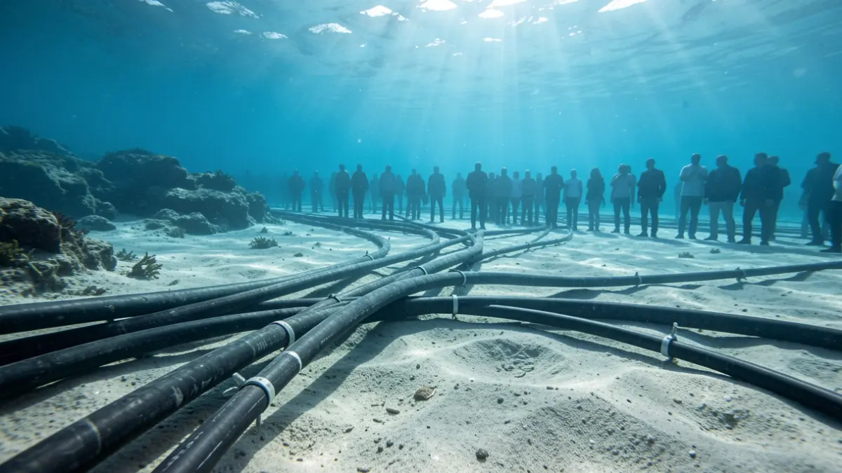 Image of underwater electrical cables beneath the Strait of Gibraltar.