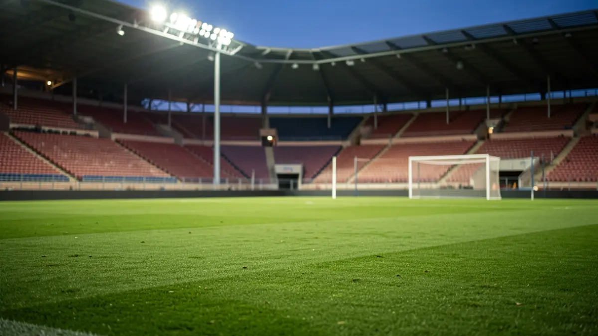 Generic image of an empty football stadium at dusk.