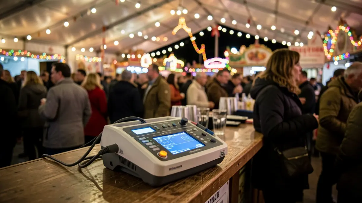 Defibrillator in a tent at the Feria de Málaga.