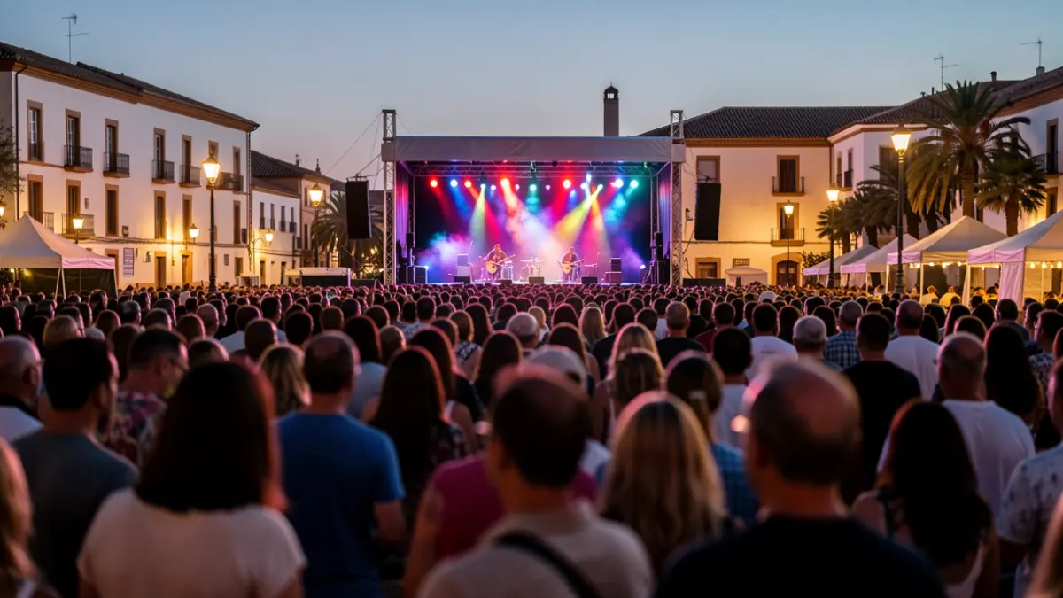 Imagen genérica de un festival de música al aire libre en Andalucía al atardecer.