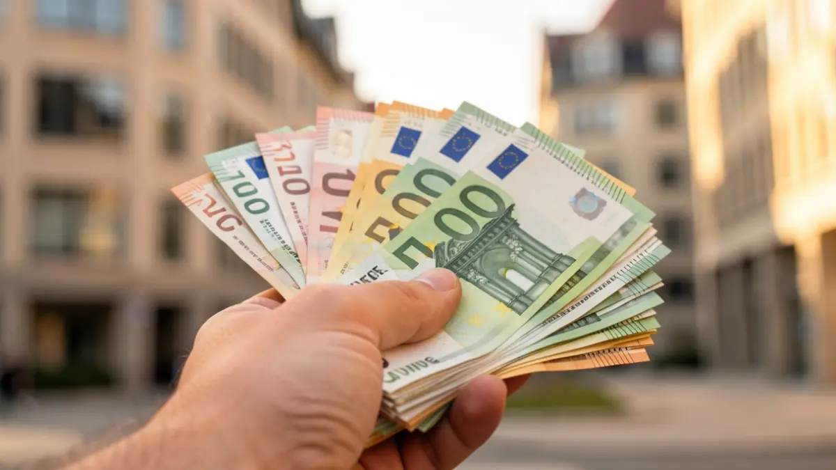 Generic image of money and office buildings.