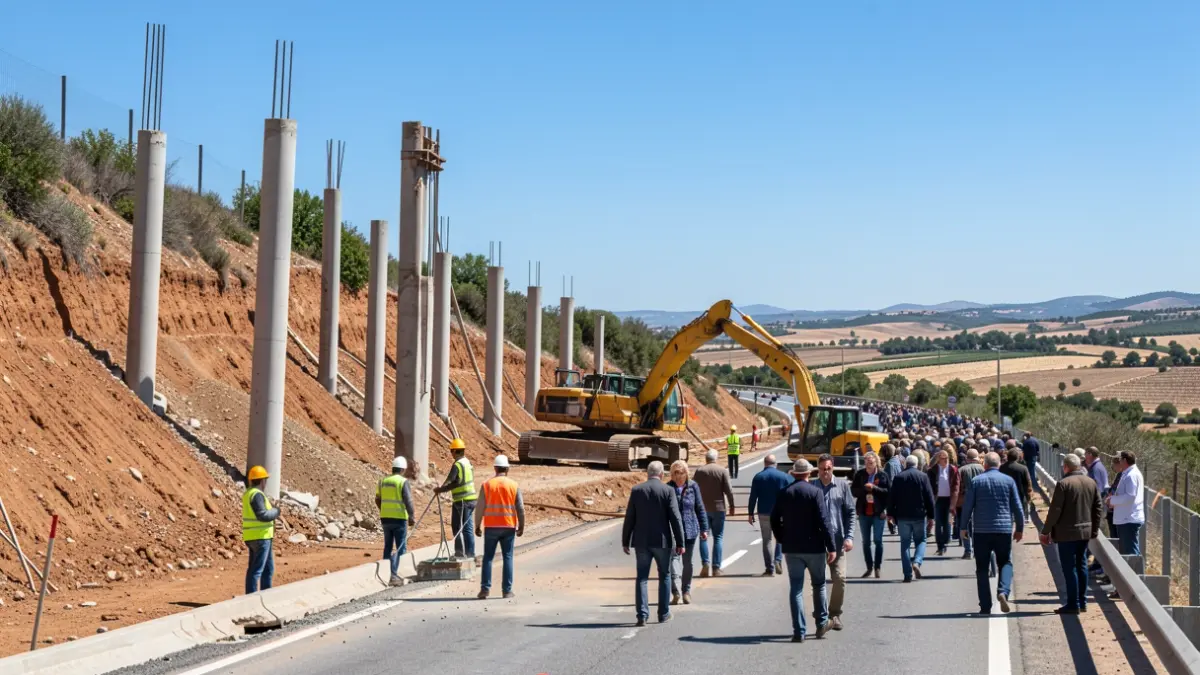 Image of highway repair works on the A-381 in Andalusia.
