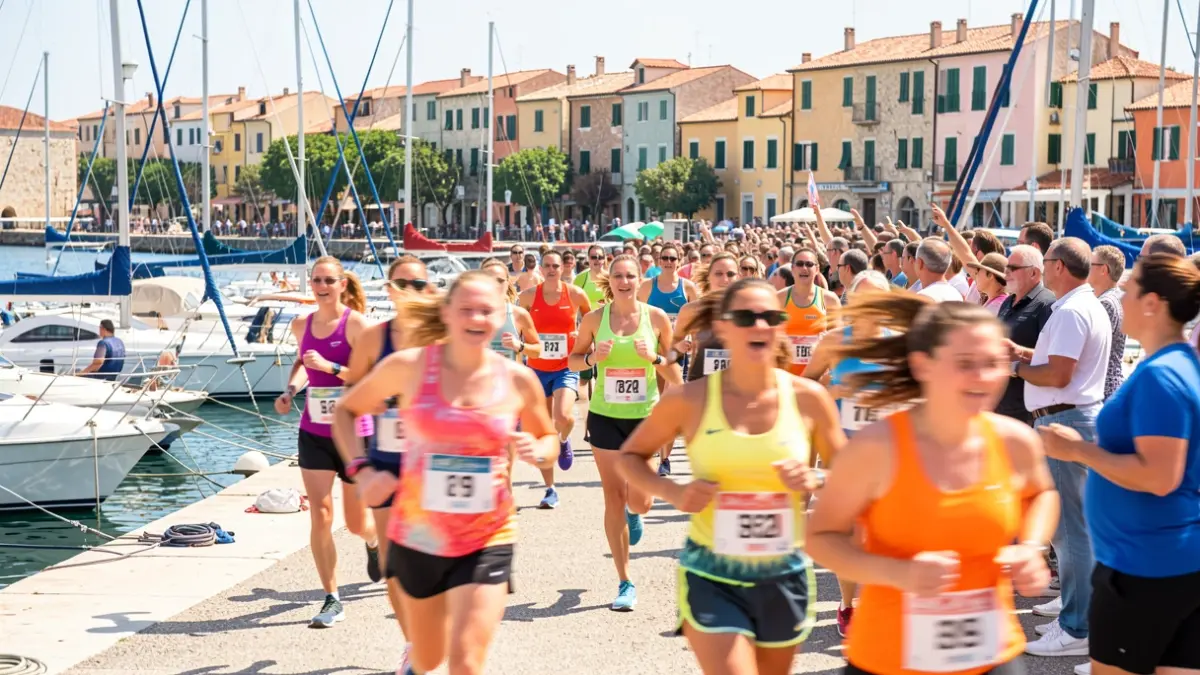 Generic image of a popular race in a marina with participants and boats in the background.
