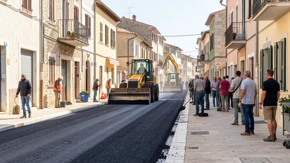 Imagen genérica de obras de asfaltado en una calle.