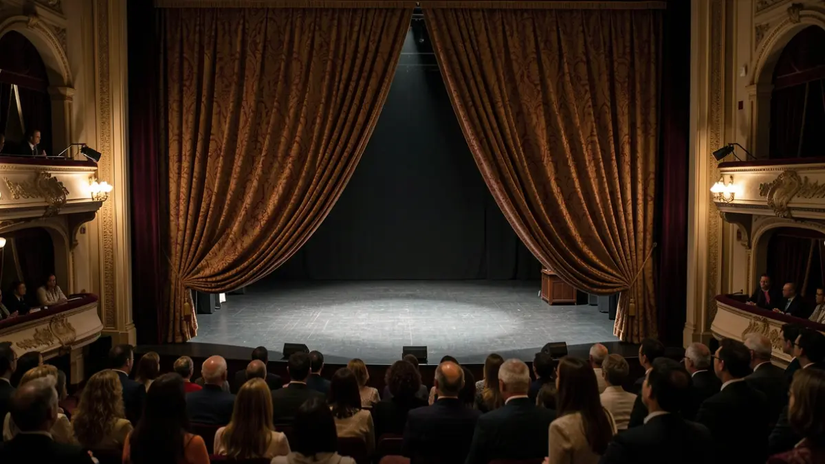Generic image of a theatre with a spotlight on the stage.