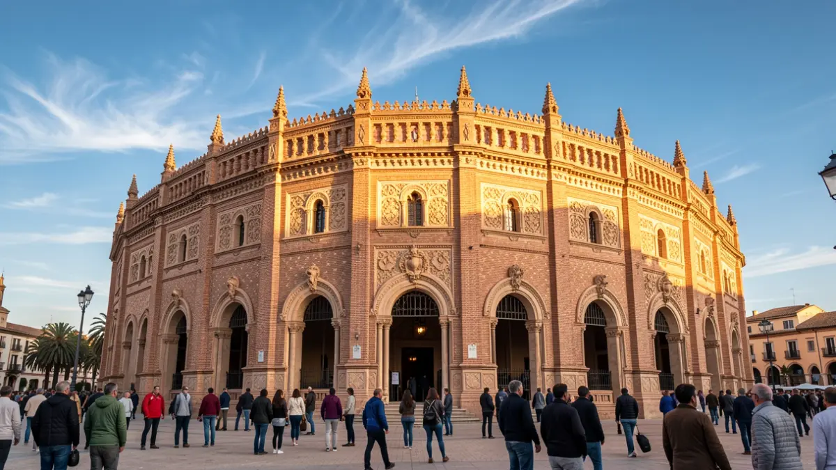 Fachada de la Plaza de Toros de La Malagueta en Málaga, edificio histórico neomudéjar.